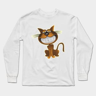 Funny Brown Cat Grinning Long Sleeve T-Shirt